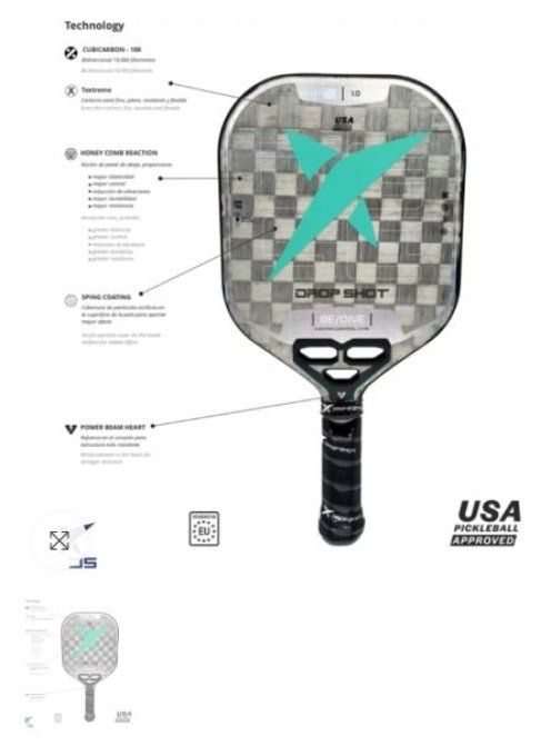 Raquette de PICKLEBALL DROP SHOT CANYON CONTROL 1.0 PK